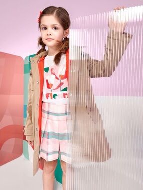 Jacadi Paris Girl 3-in-1 Trench Coat Beige with Coral Lining sz. 8